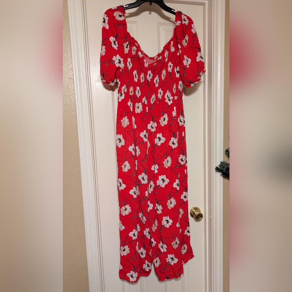 Magnolia Sky Red Floral Jumpsuit